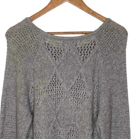 American Eagle Womens Open Cable Knit Tunic Sweater Size Extra Large Gray Cozy - Picture 11 of 15